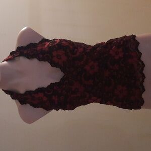 Cache halter top red and black lace S